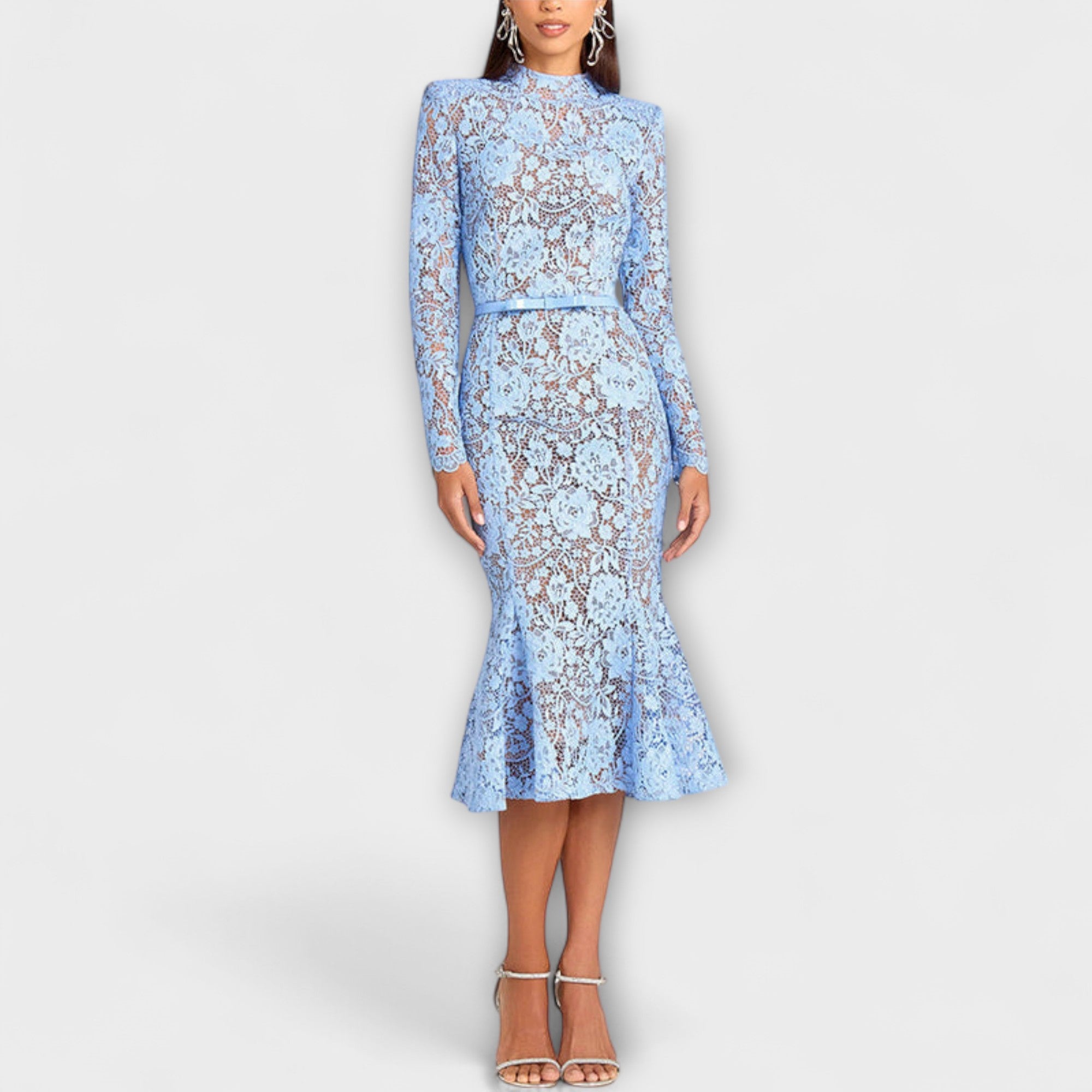 Freya - Robe midi élégante en dentelle florale