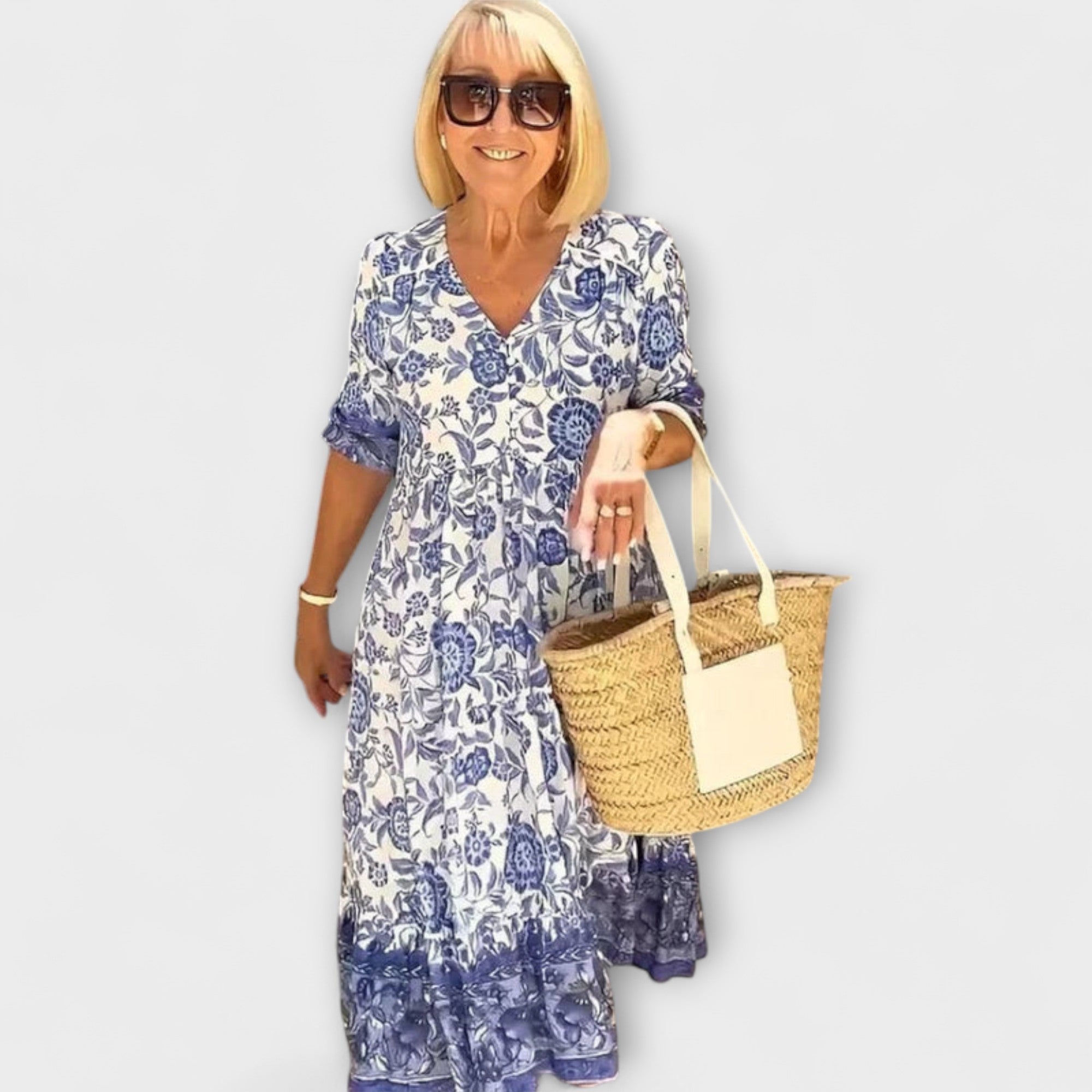 Caitlin - Vestido Floral Gracioso com um Design Arejado