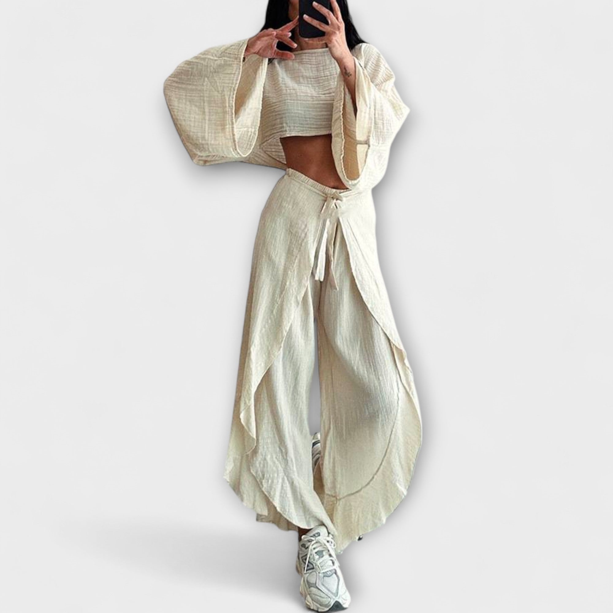 Joanna - dwuczęściowy komplet bez ogona z bawełny i lnu