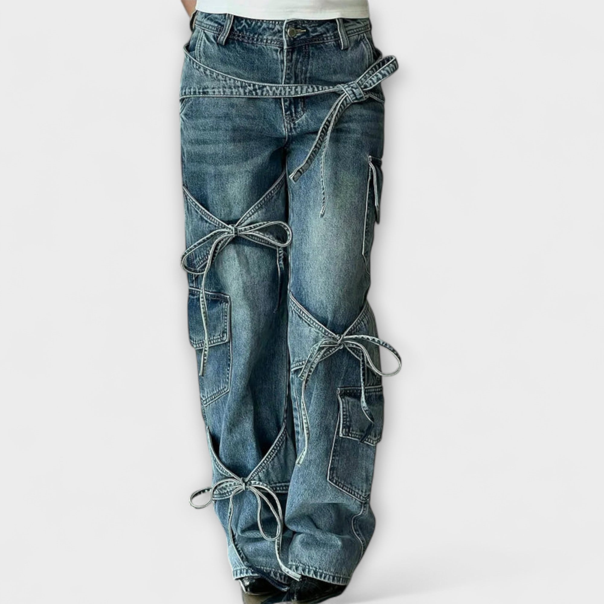 Paloma - Utility spijkerbroek met knoopdetail