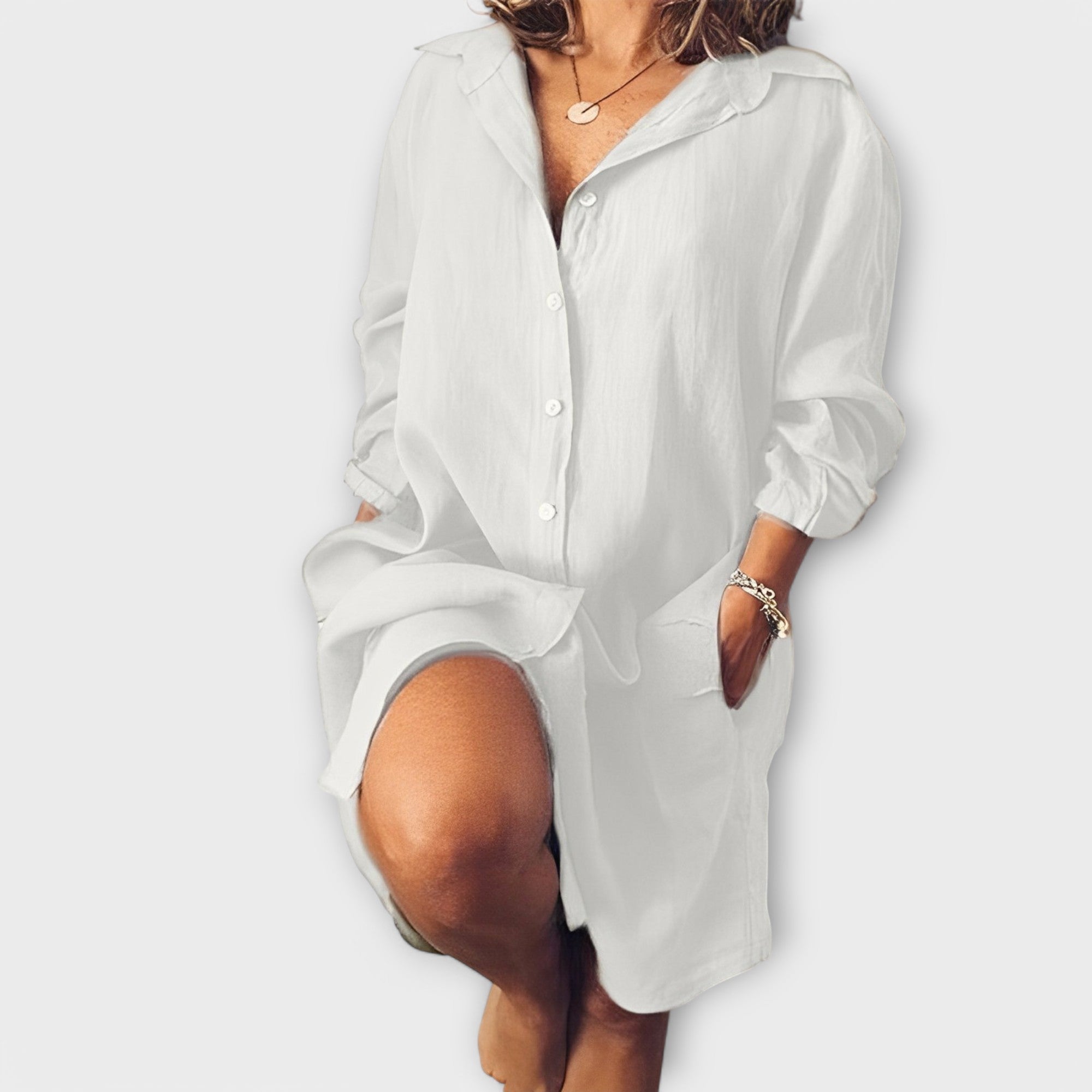 Casual linbluse for hverdagsbruk