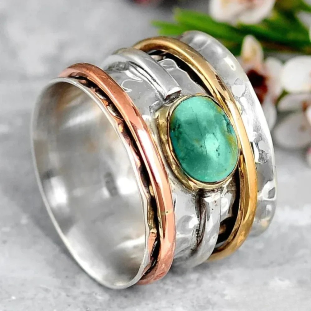 Bague vintage en or et argent