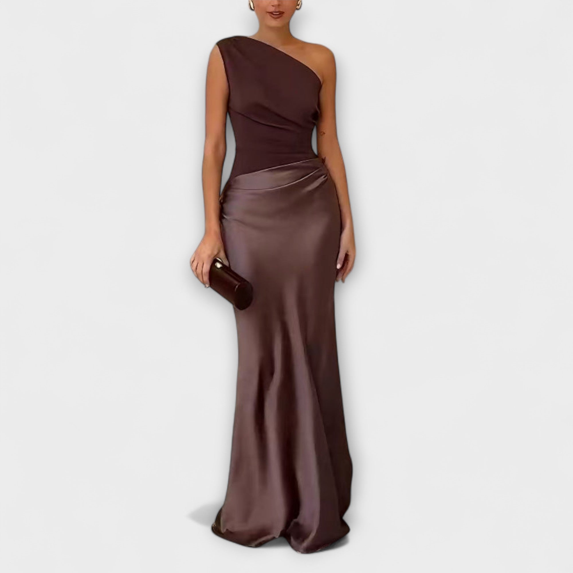 Robe longue plissée élégante à une épaule