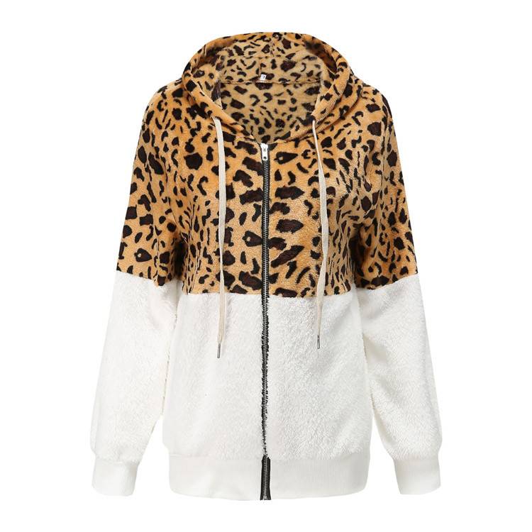 Lea - Fleecehoodie med leopardmönster