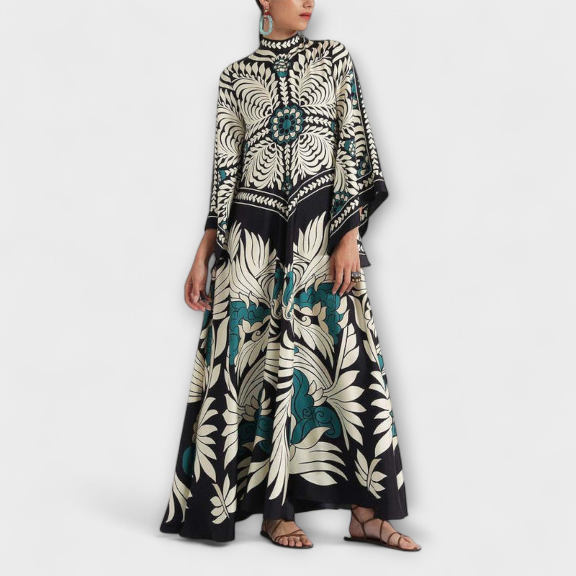 Giselle - Robe longue fluide à motif floral chic