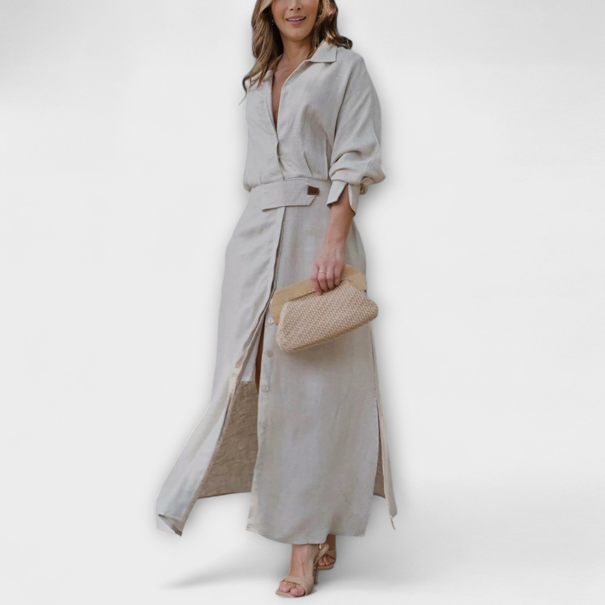 Jeanette - Sukienka maxi z dekoltem w serek