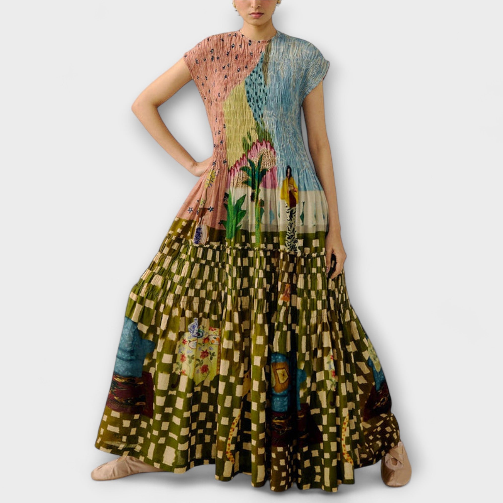 Amara - geplooide jurk met dierenprint