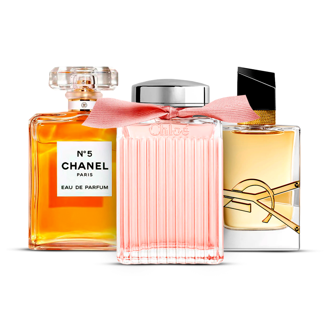 Kombination aus 3 Damendüften – Chanel Nº5, Chloé und Yves Saint Laurent Libre [100 ml jeweils]