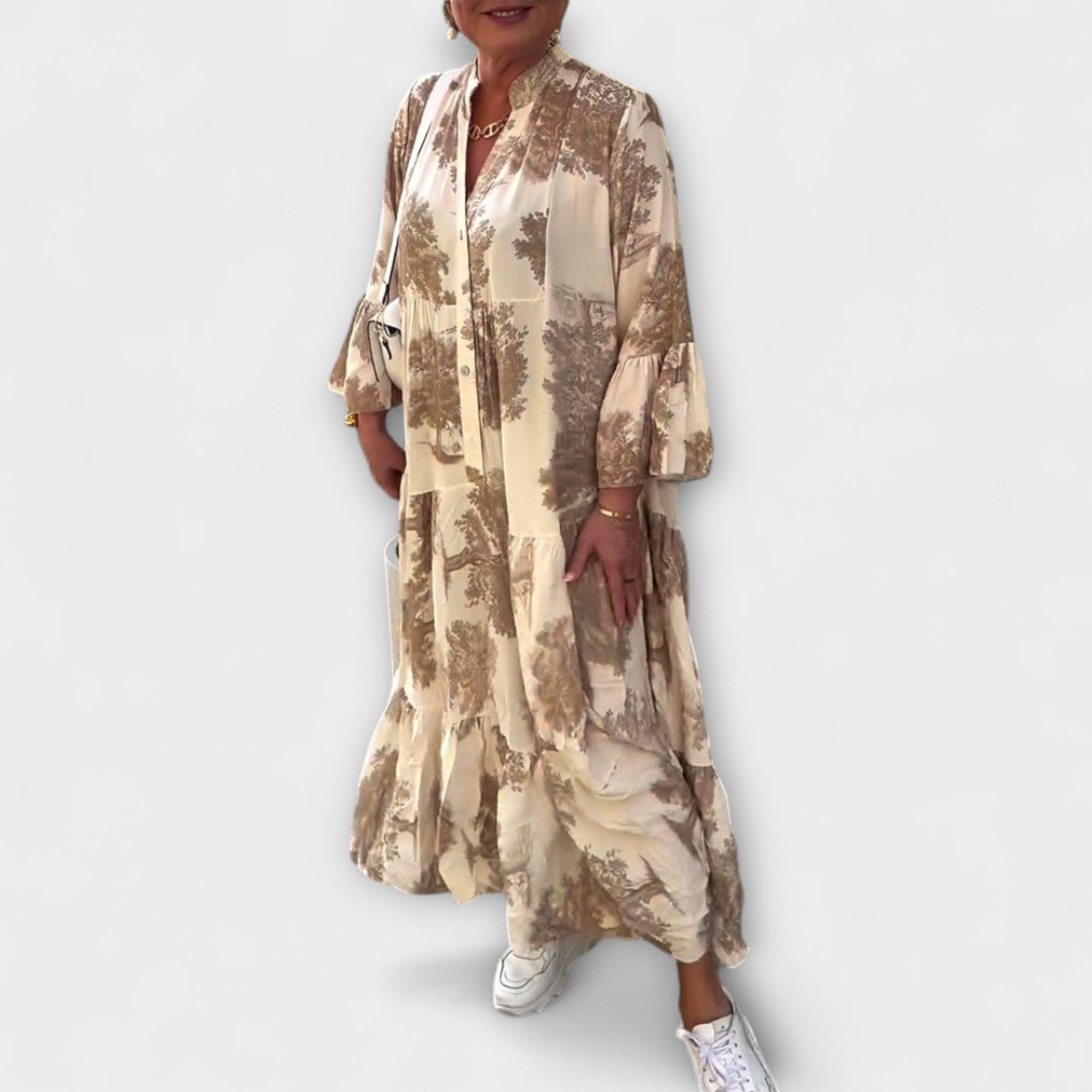 Nerina - Elegant blommig maxiklänning