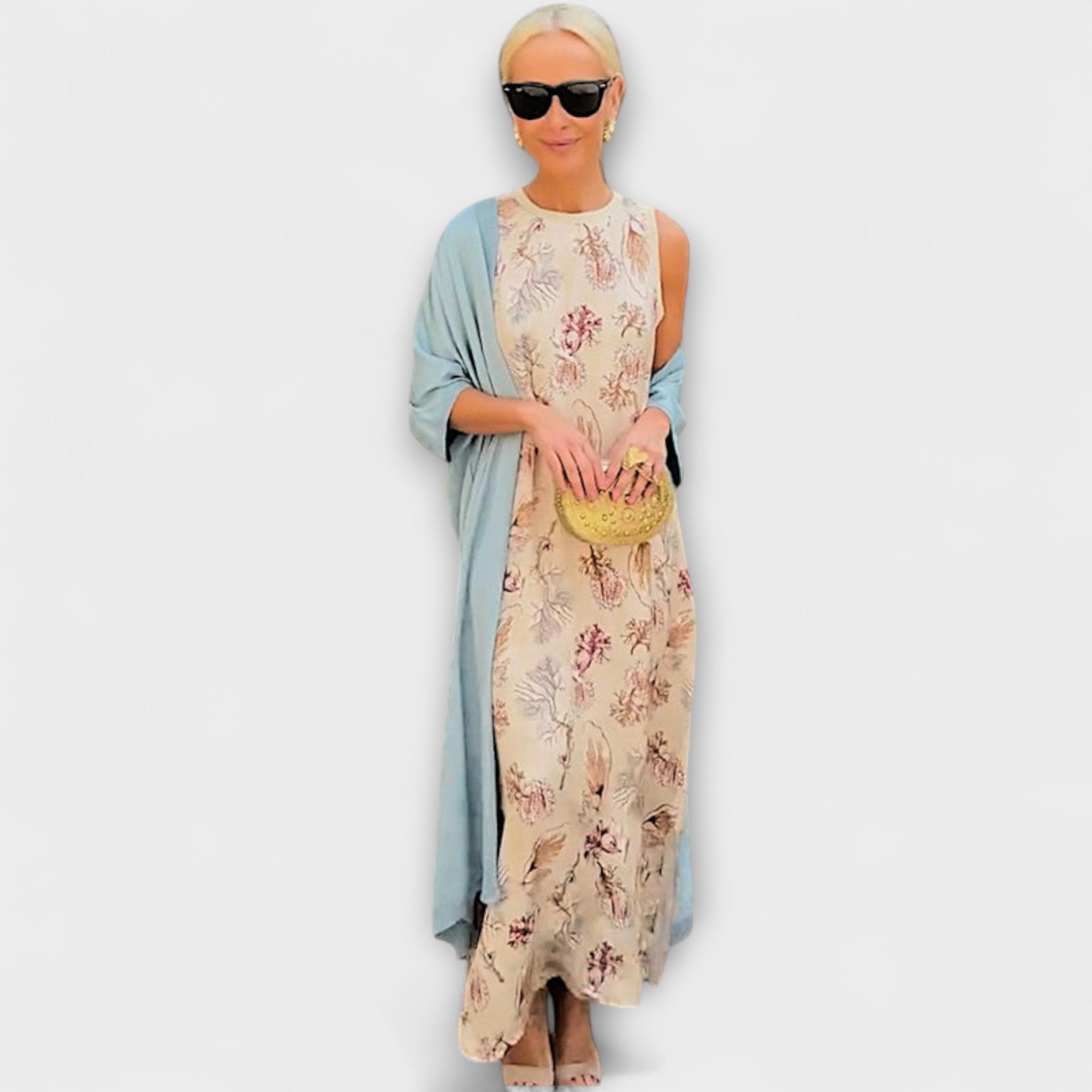 Elveria – Robe Maxi avec Cardigan Assorti
