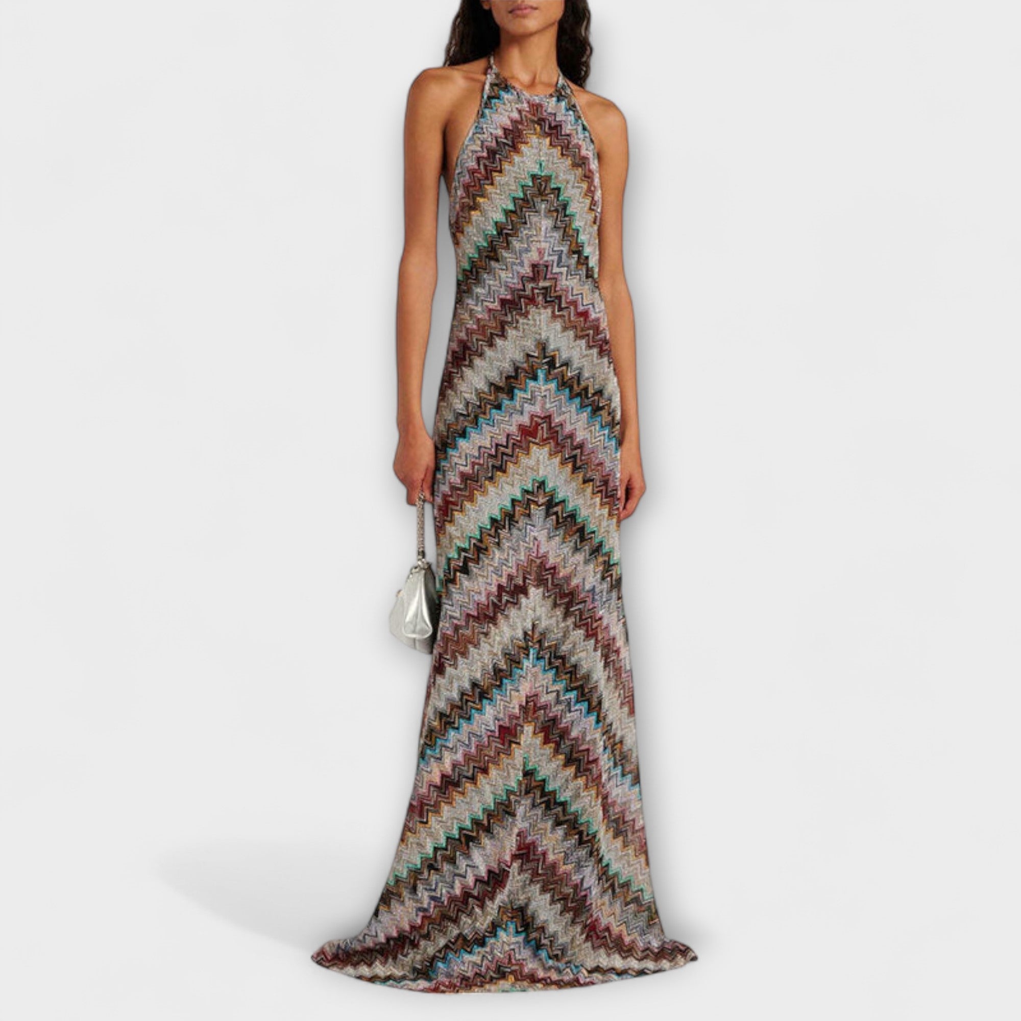 Reese - Vestido de Malha Jodie com Padrão Chevron Colorido