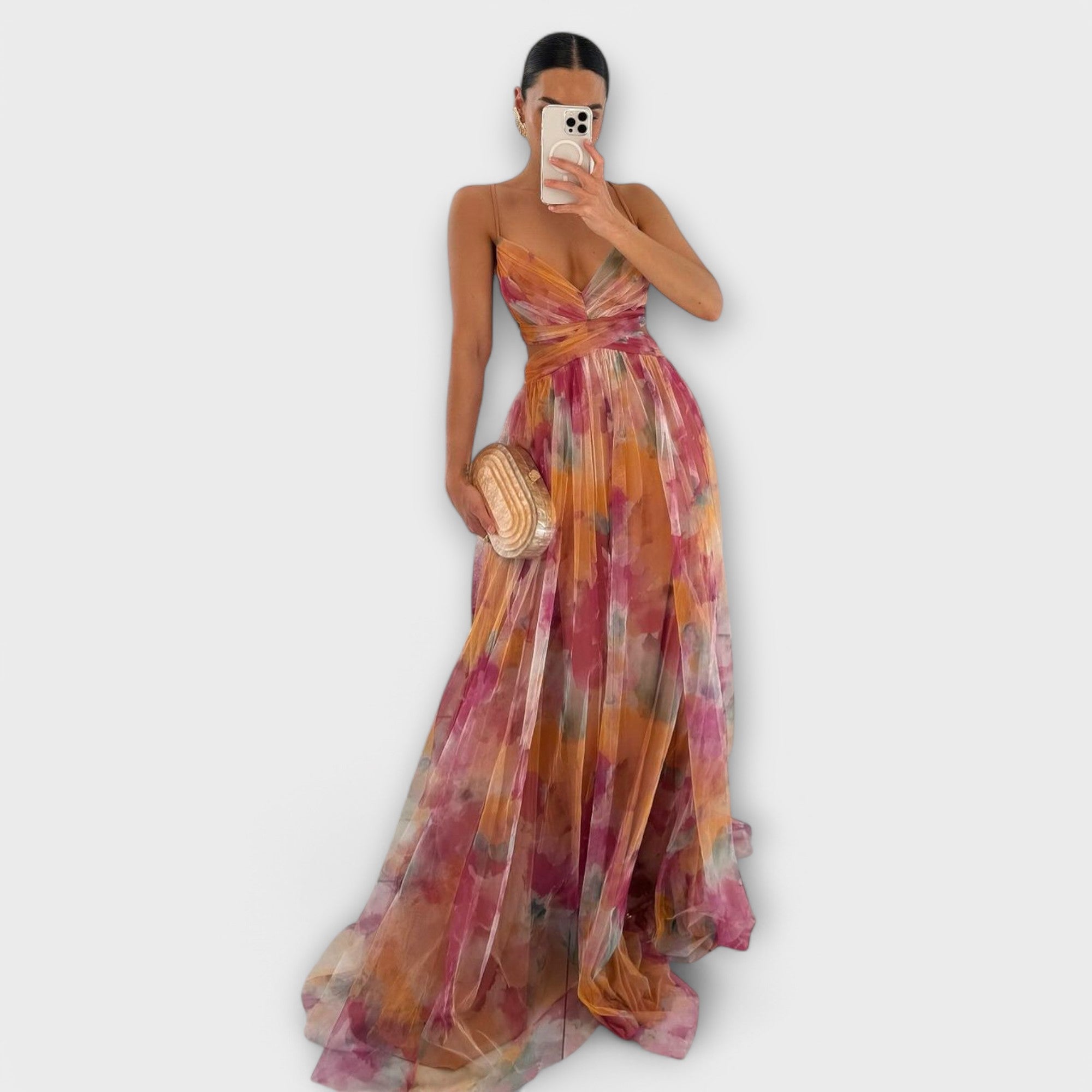 Annai Mesh Maxi Jurk - Elegant en Figure-Hugging