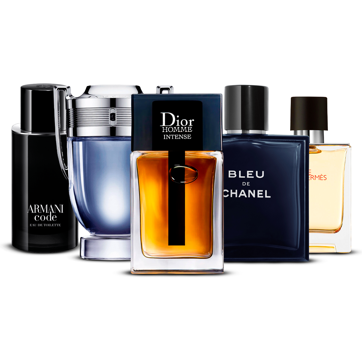 Combinazione di 5 profumi da uomo – Armani Code, Invictus, Dior Homme Intense, Bleu de Chanel e Terre d'Hermès [100 ml ciascuno]
