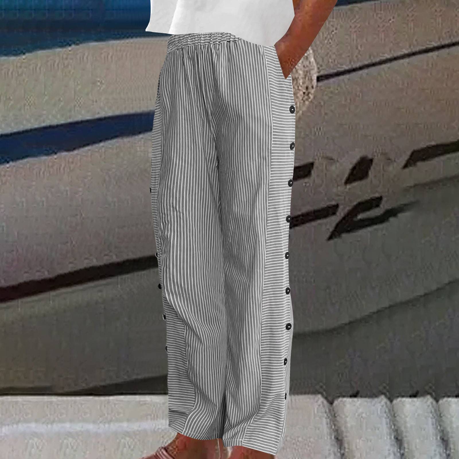Rea - Pantalon de loisirs rayé décontracté
