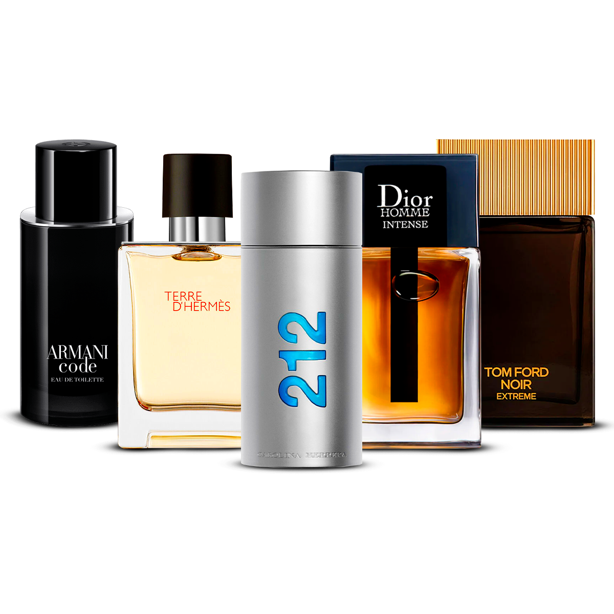 Combinaison de 5 parfums pour hommes – Armani Code, Terre d'Hermès, 212 Men, Dior Homme Intense et Tom Ford Noir Extrême [100 ml chacun]
