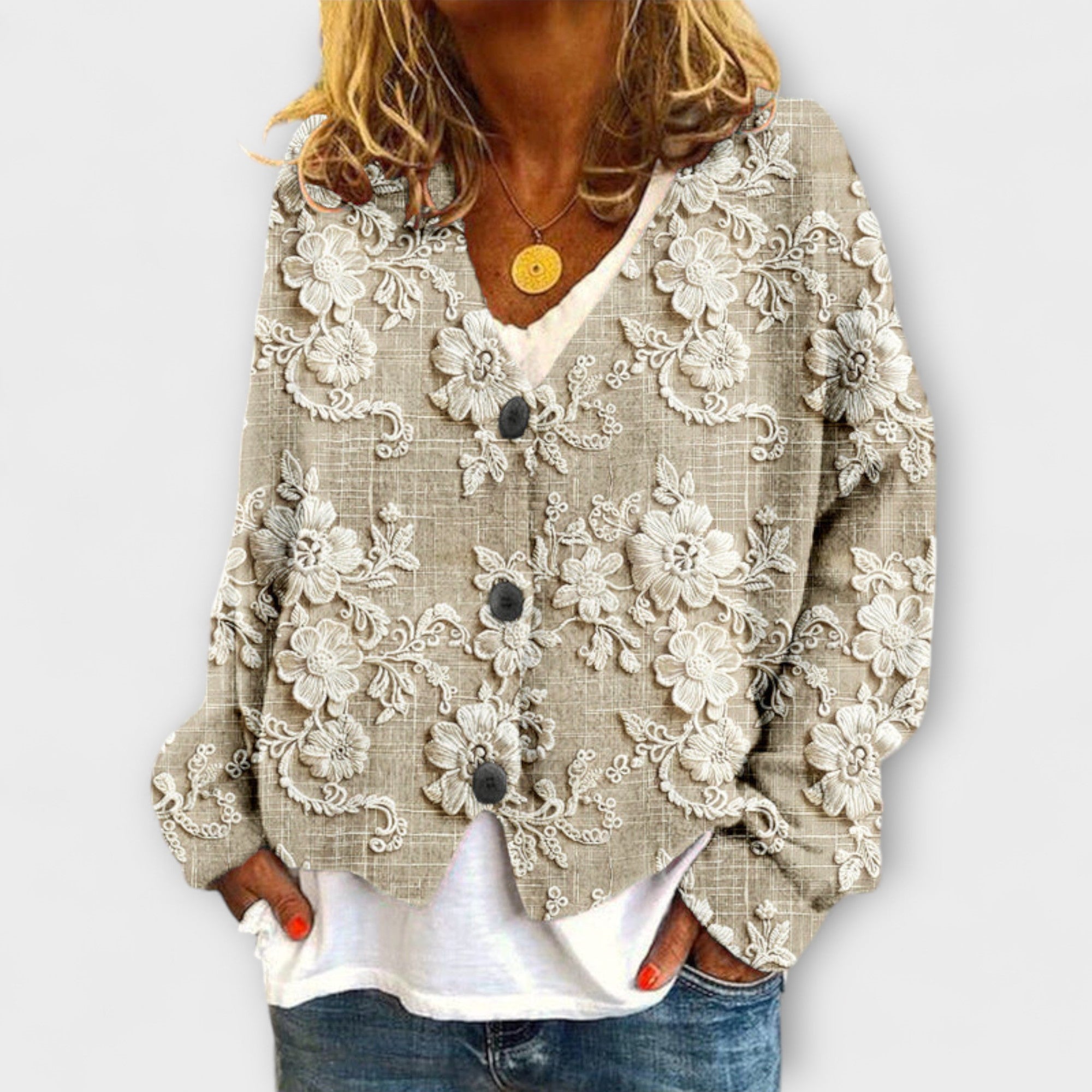 Stella - Gebloemde Gebreide Vest