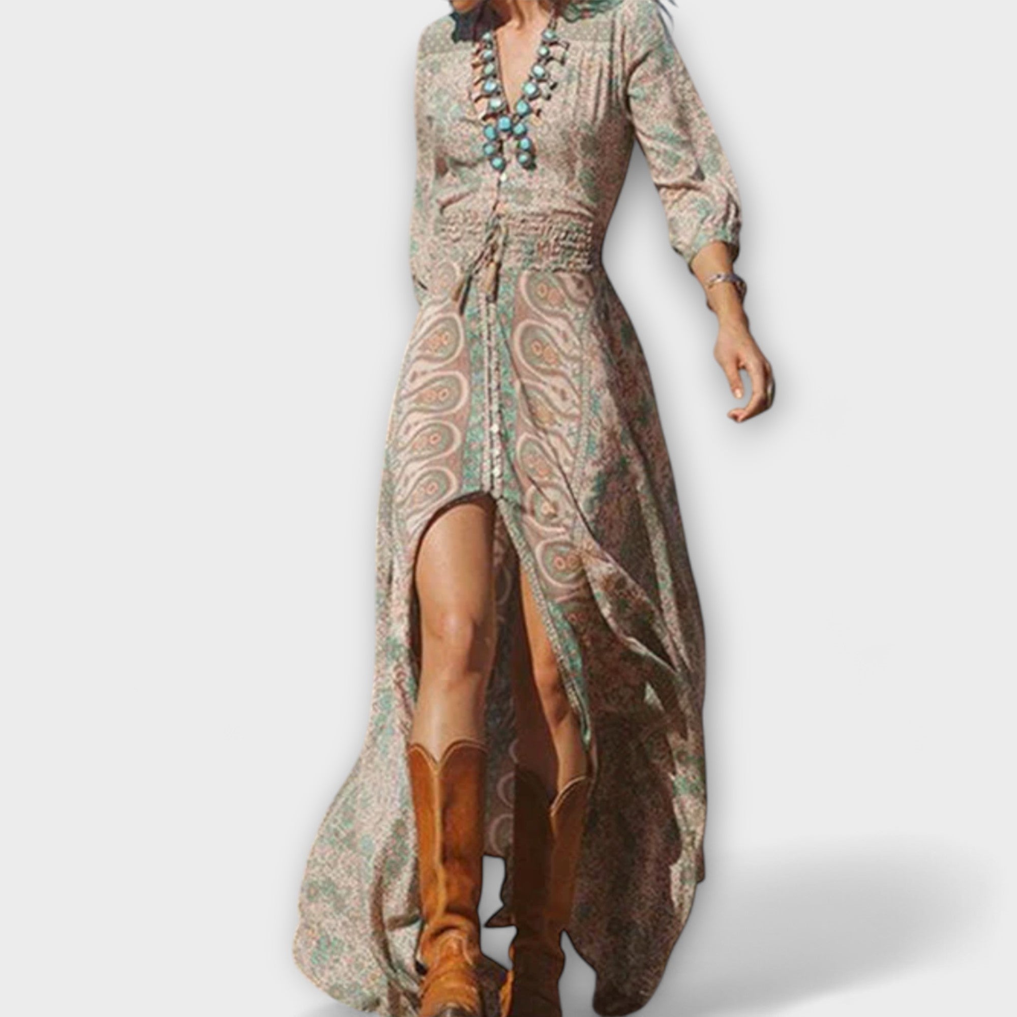 Luźna boho sukienka maxi