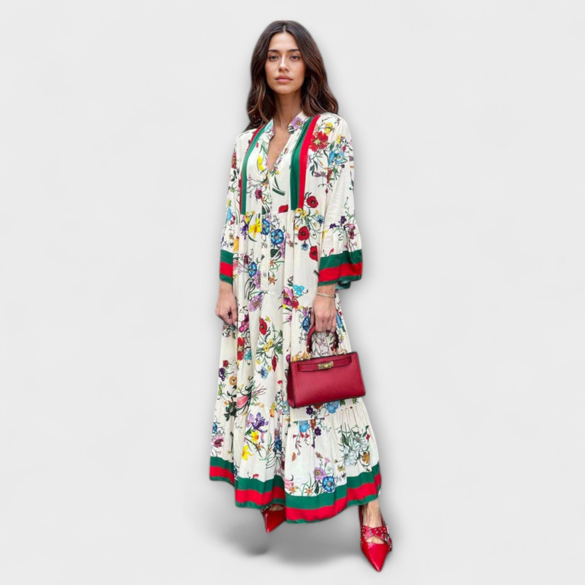 Oriana - Maxikjole med blomstertrykk