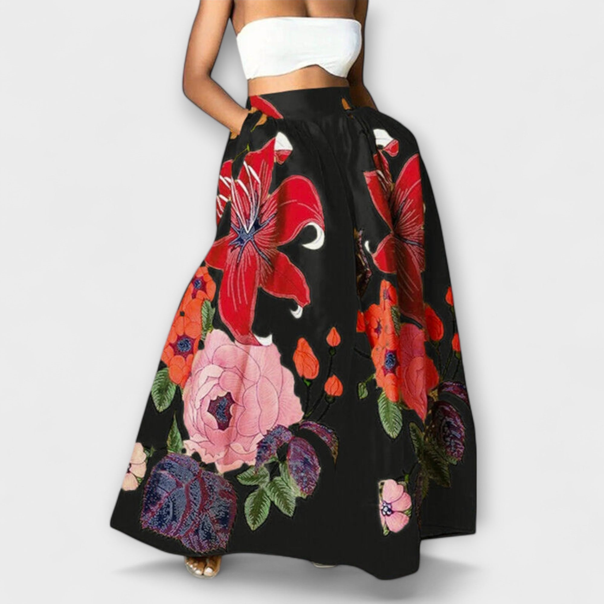 Ysolda - Jupe élégante à taille haute avec imprimé floral