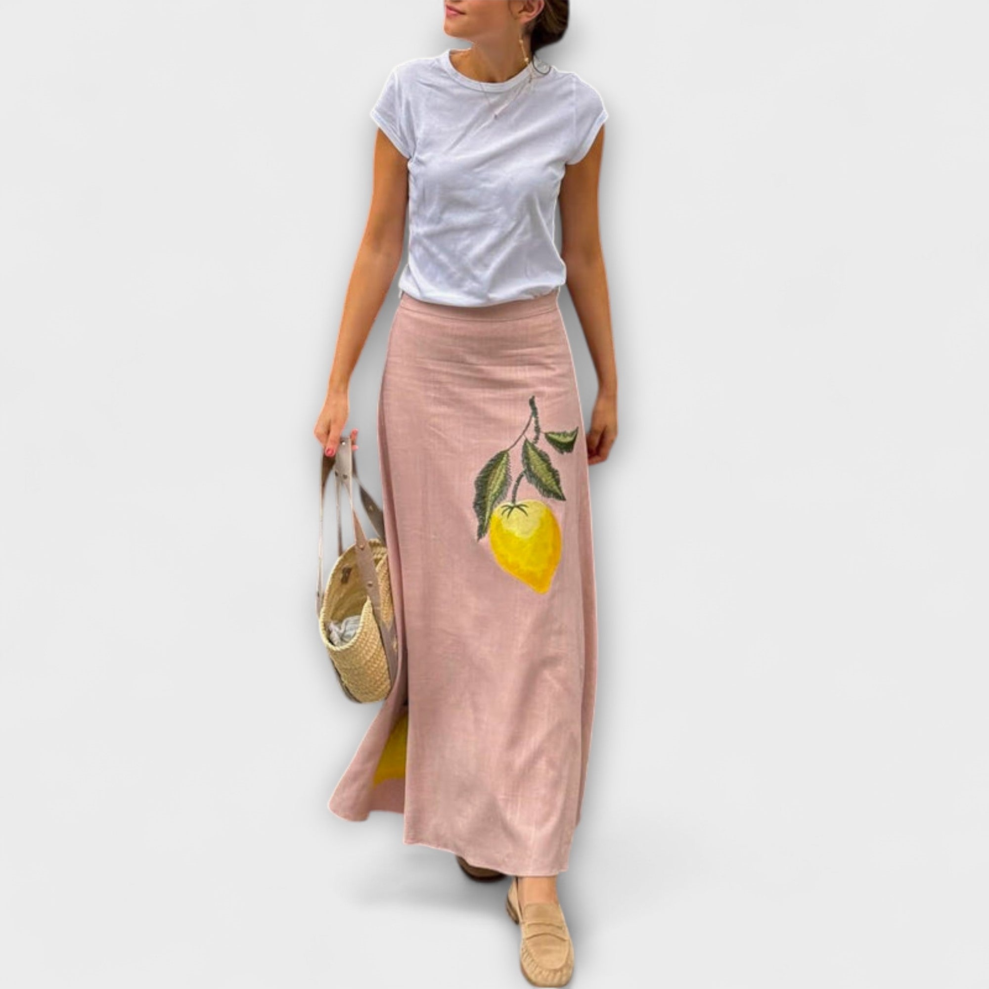 Cosima - Saia Midi com Estampa Amalfi