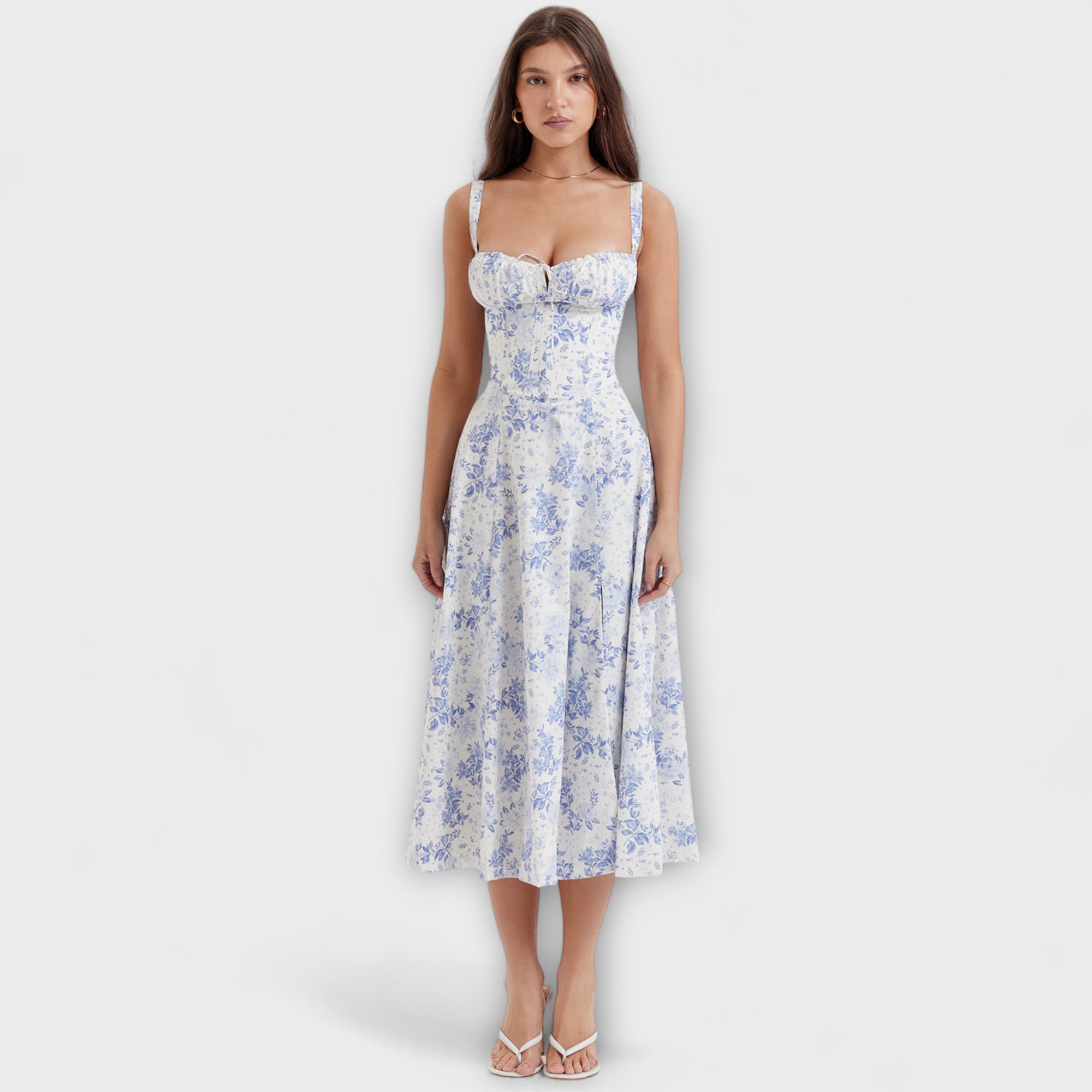Zipporas - Robe bustier sur mesure avec imprimé floral moderne de printemps