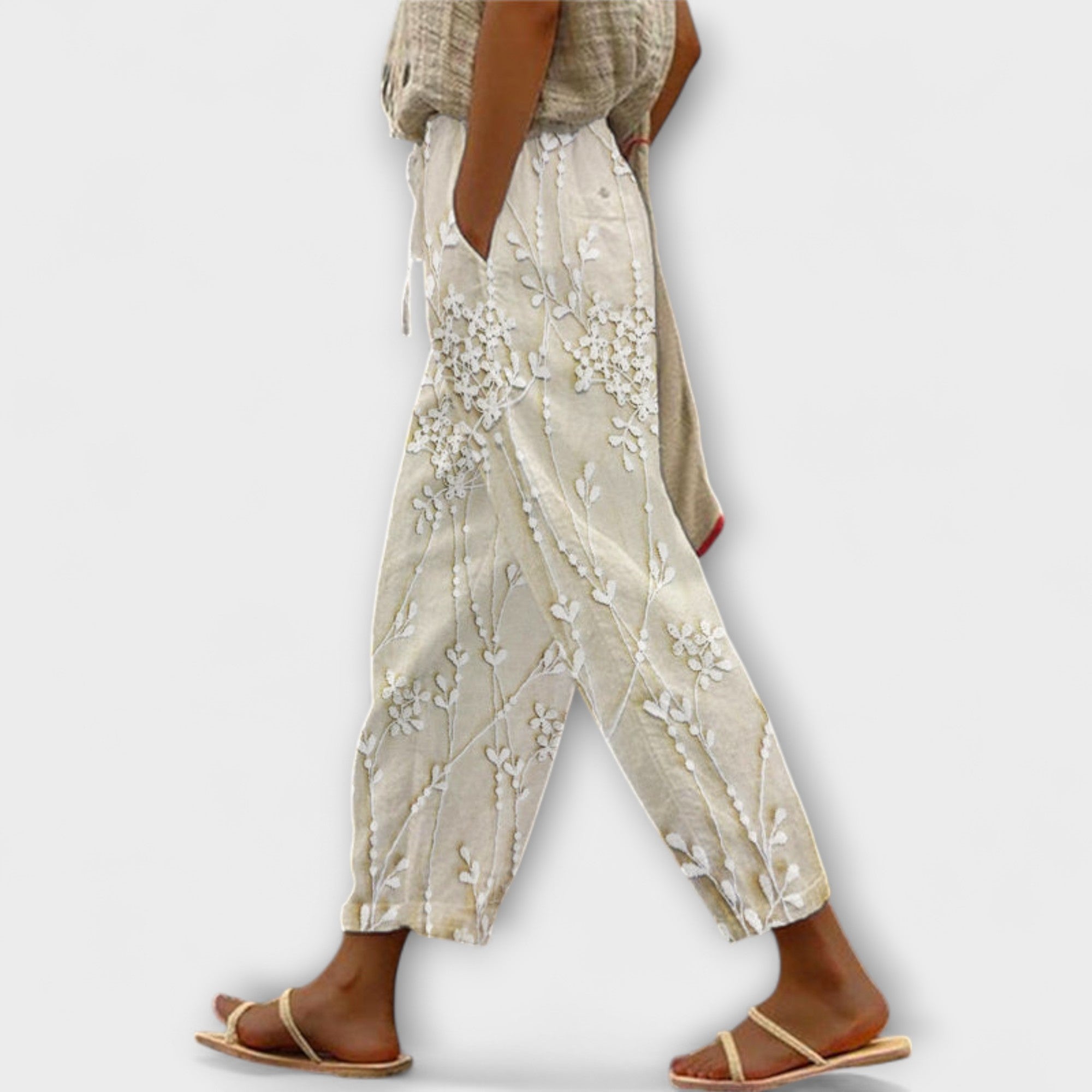 Zoey - Pantalon imprimé avec motif de feuilles de vigne