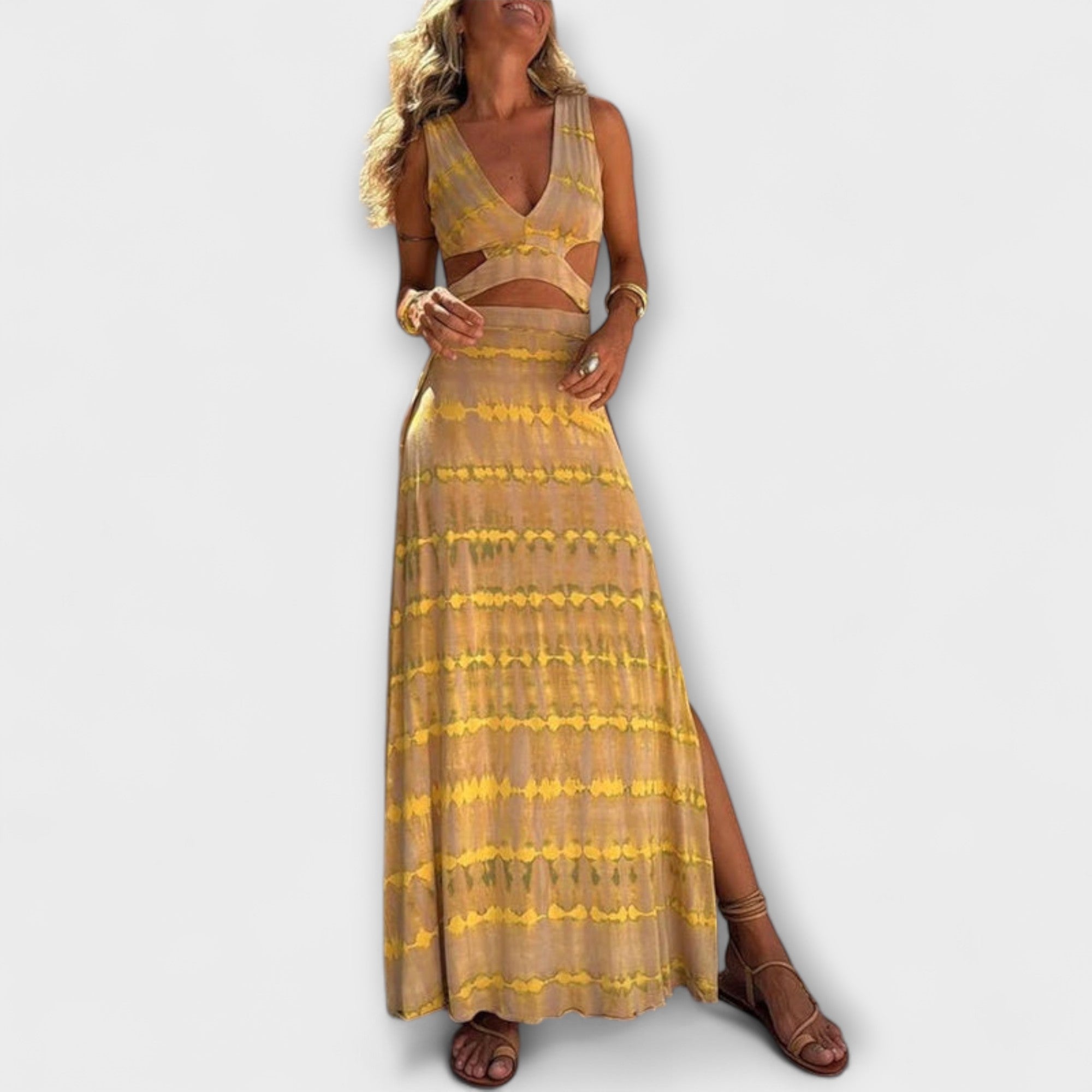 Ella - Robe stretch fendue à découpes et tie-dye Eleanor