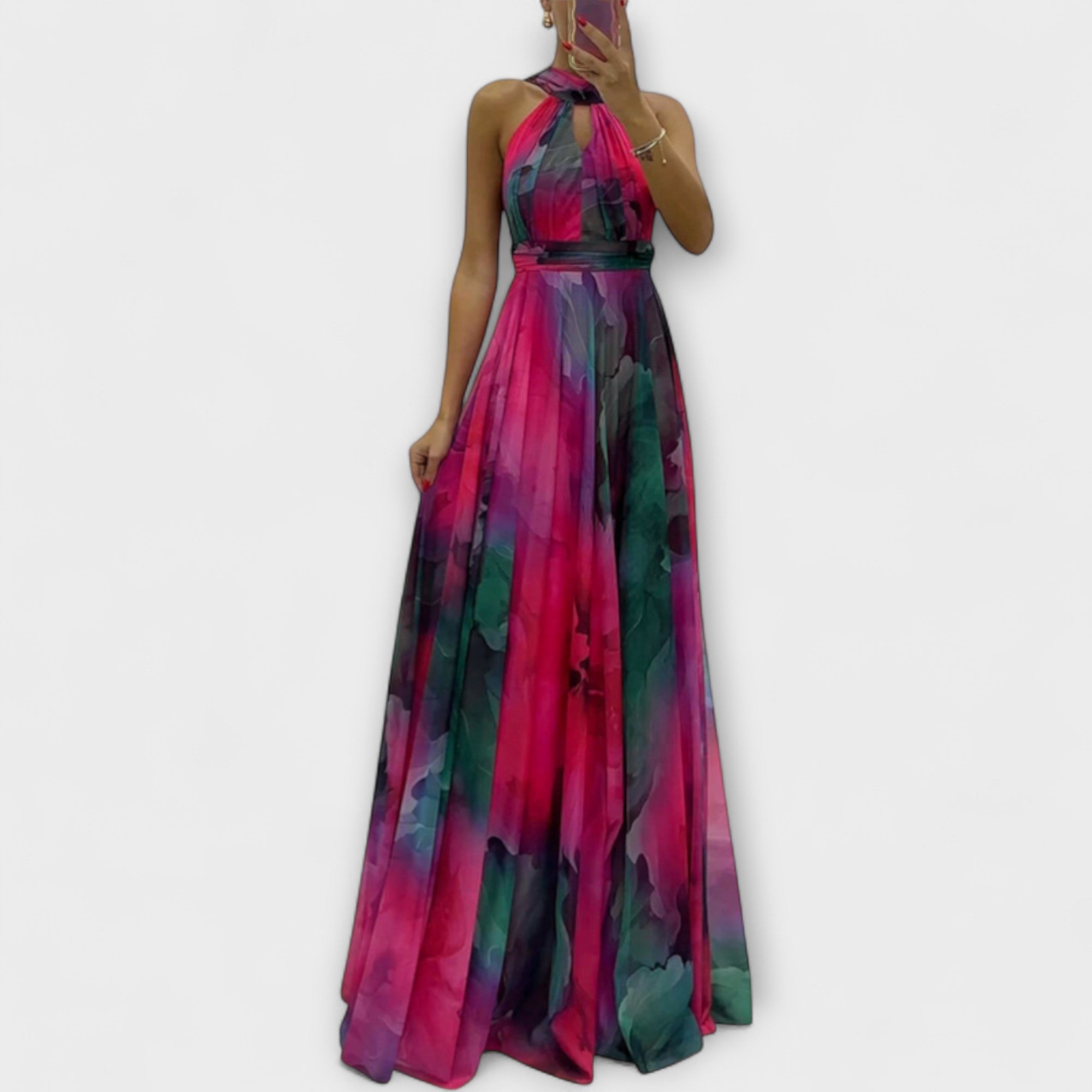Isalie – Vestido maxi de gasa con estampado floral